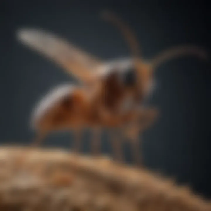 Close-up view of a flying termite in its natural habitat