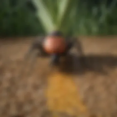 Close-up of granular insecticide on corn soil