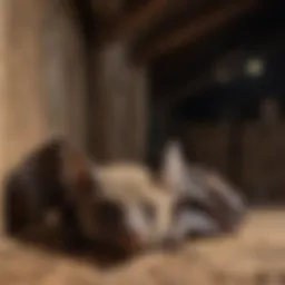 Bats resting in an attic corner