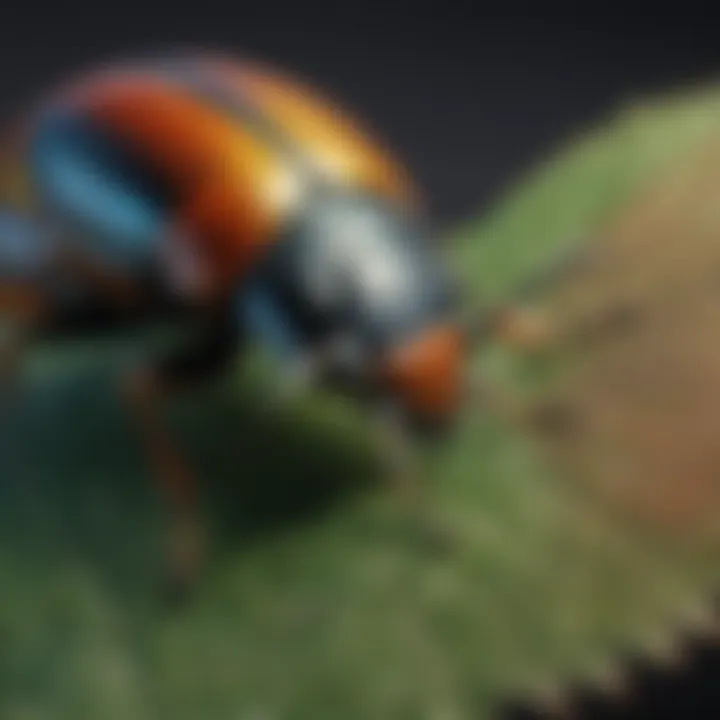 A detailed close-up of a colorful Pennsylvania beetle on a leaf