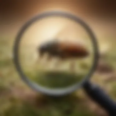 Using a Magnifying Glass for Insect Identification A magnifying glass over an insect specimen highlighting key identification features