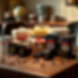 Different types of indoor ant bait traps displayed on a table