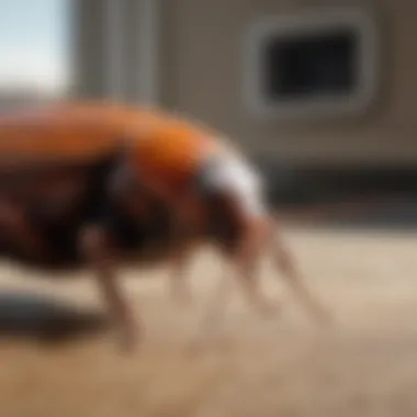 Close-up of a cockroach in a kitchen setting