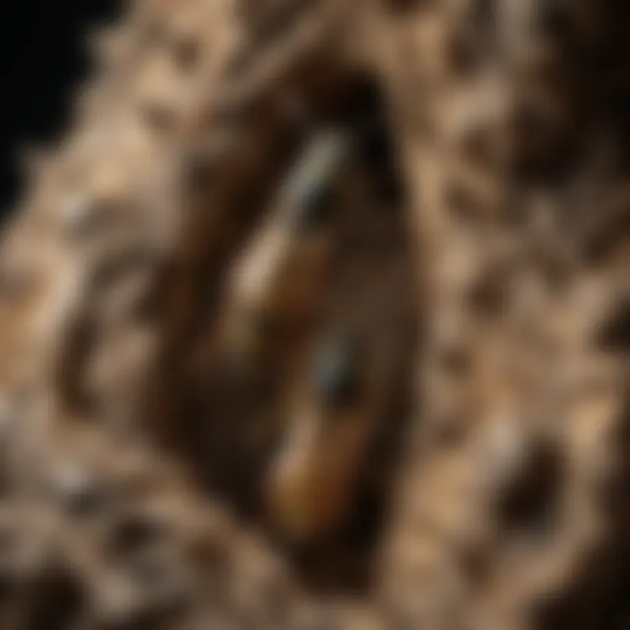 Close-up view of wasps on a nest