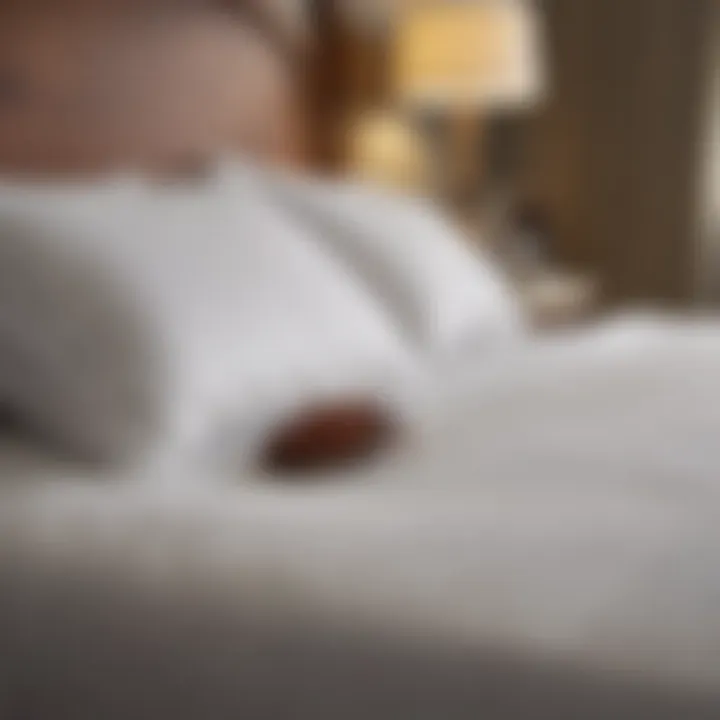 Close-up of bed linens in a hotel room emphasizing cleanliness and comfort