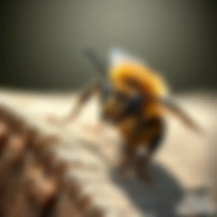 Carpenter Bee Detailed Examination Close-up of a carpenter bee on wood