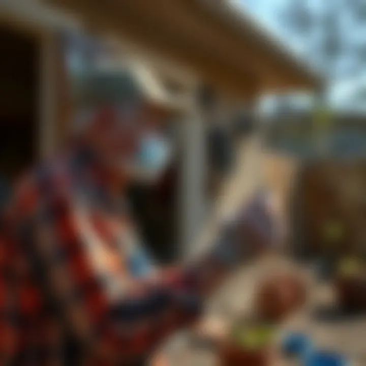 Homeowner implementing preventative pest control measures