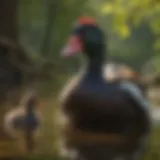 Muscovy duck in a natural habitat, showcasing its distinctive features and behavior.