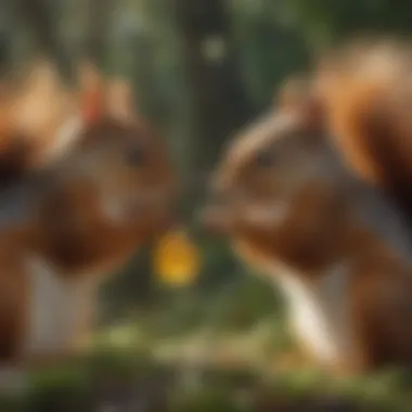 Squirrels interacting with aromatic substances in the wild