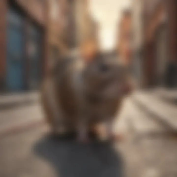 Close-up of a rat in an urban setting