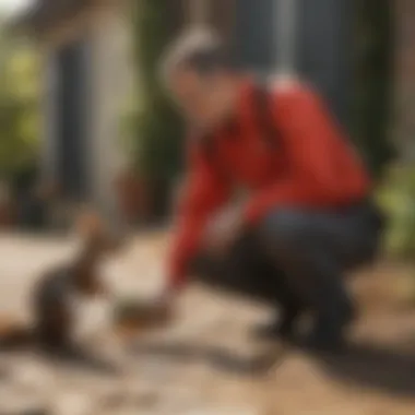 Professional pest control technician assessing a property