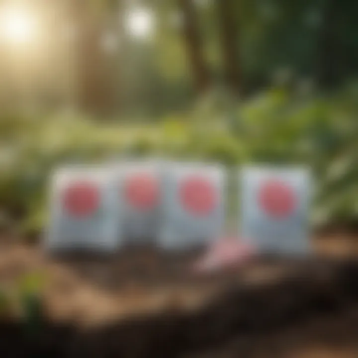 A vibrant display of peppermint packets set against a natural backdrop.