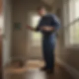 Pest control technician inspecting a home for pests