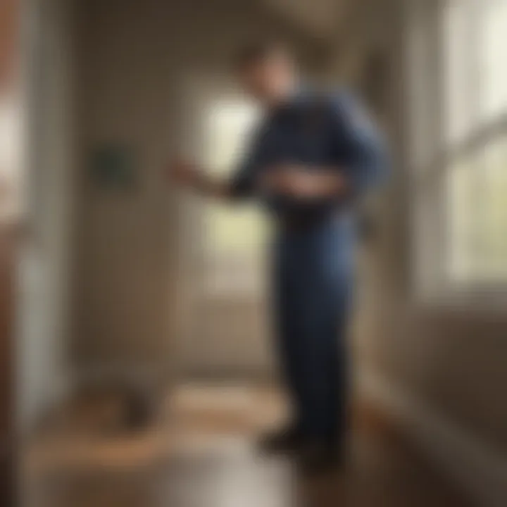 Pest control technician inspecting a home for pests