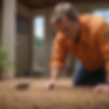 A pest control professional examining the area for infestations.