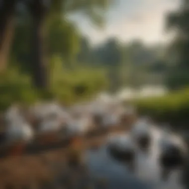 Environmental Impact of Muscovy Ducks in Rural Areas A rural landscape affected by Muscovy duck feeding habits, illustrating environmental impact.