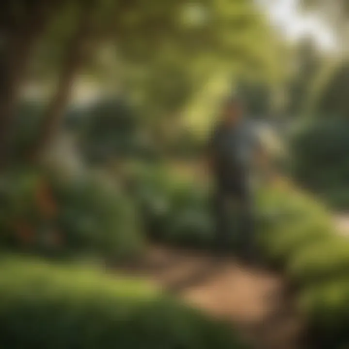 Ecological pest management techniques illustrated in a garden setting