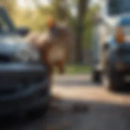 Squirrel examining a vehicle hood