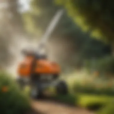 Stihl Bug Sprayer in Garden Application The Stihl Bug Sprayer in action within a garden setting, highlighting its applications