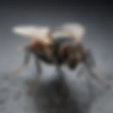 Understanding Common Fly Behavior Close-up of a fly resting on a kitchen surface
