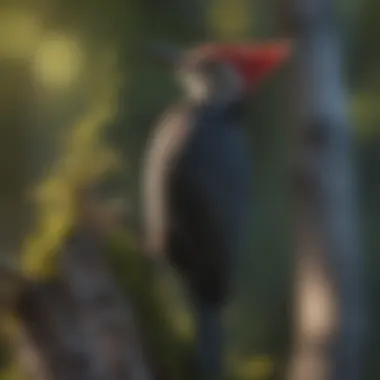 Pileated Woodpecker in its Natural Habitat Pileated woodpecker perched on a tree branch