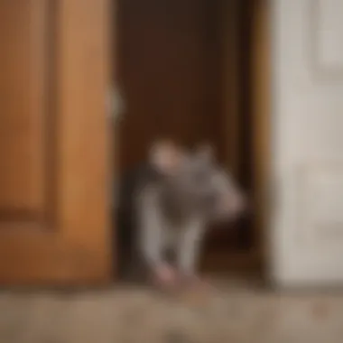 Rat Behavior at Door Entry Points Illustration of a rat attempting to enter through a door