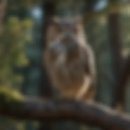 An owl perched silently on a branch, observing its surroundings