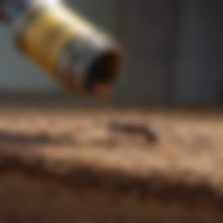 Application of liquid ant killer around a foundation