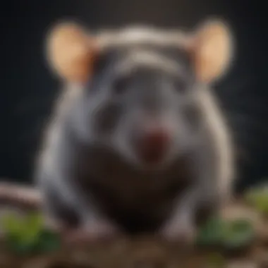 Rat Exhibiting Aversion to Mint A close-up of a rat displaying its aversion to mint