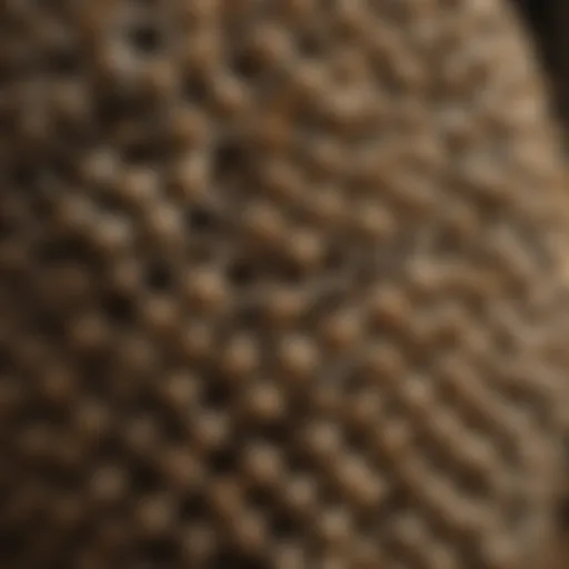 Close-up of a wasp nest showcasing its intricate structure