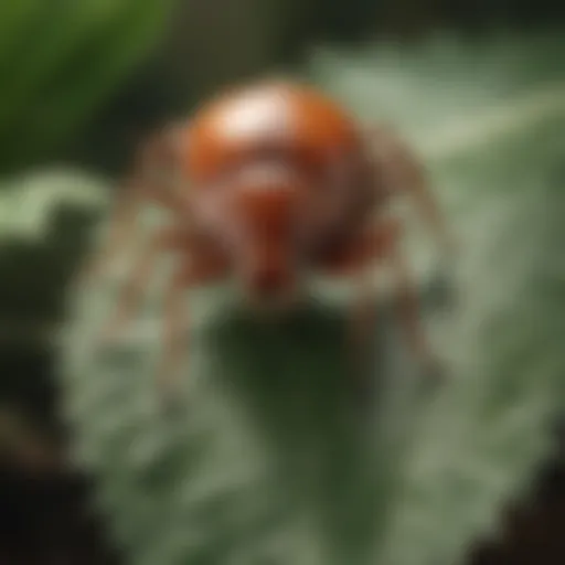 Close-up of a tick on a leaf