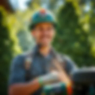 Professional lawn care service in action