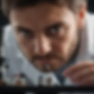 A laboratory technician analyzing tick samples under a microscope