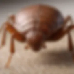 A close-up view of a bed bug showcasing its distinctive features