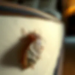 Close-up of bed bug on a mattress seam