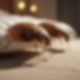 Detailed view of bed bugs in their natural habitat
