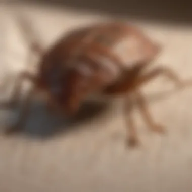 Close-up view of a bed bug on fabric