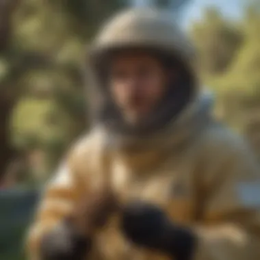 Professional Bee Removal Service Professional bee removal specialist at work