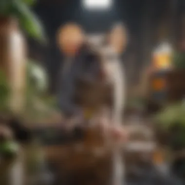 Navigating Danger: Mice's Intelligence Illustration of a mouse navigating an environment with poison