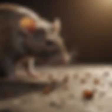 Close-up view of rat droppings indicating infestation