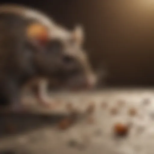 Close-up view of rat droppings indicating infestation