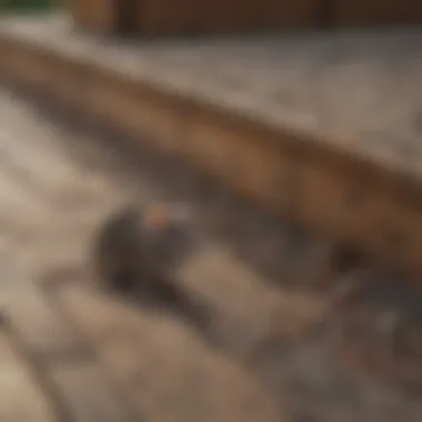 Close-up view of rat droppings under decking