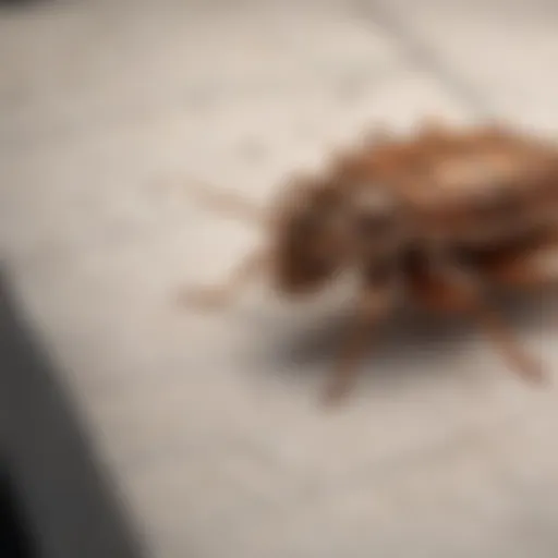 Close-up view of bed bugs on a mattress