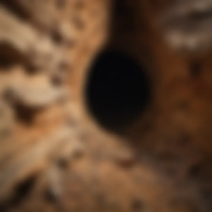 Close-up of southeast termite tunnels in wood