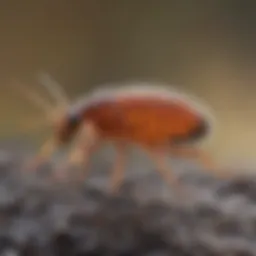 Close-up of a springtail in its natural habitat.