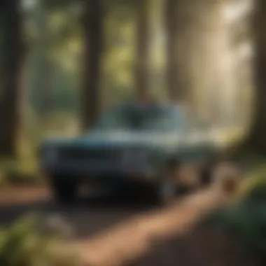 Vehicle in Squirrel Habitat: Understanding the Risks Illustration of a car parked in a natural setting, surrounded by trees, showing potential squirrel habitat.