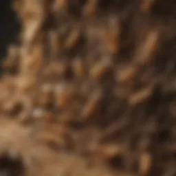 A close-up of swarmers emerging from a termite colony