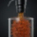 Close-up of liquid ant bait in a dispenser