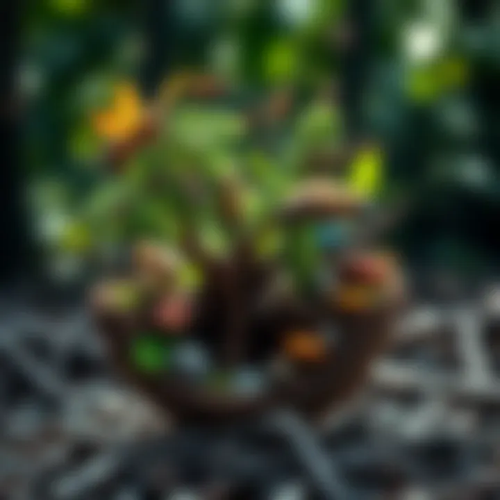 The Intricacies of Ecosystem Balance and Pest Dynamics Illustration of a balanced ecosystem showcasing various interactions among species