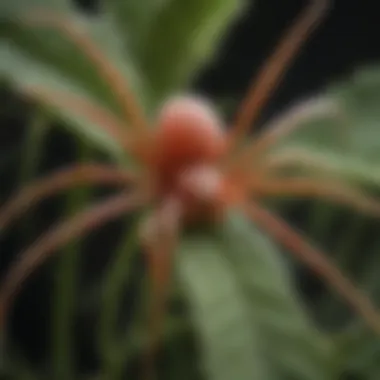 Spider mite webbing on plant foliage